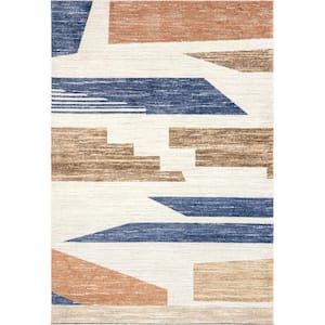 Alessia Abstract Keys Beige 5 ft. x 7 ft. 5 in. Modern Area Rug