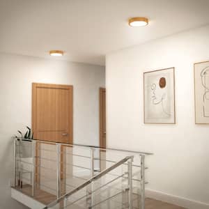 Dryad 10 in. 16 Watt Modern Wood Integrated LED Flush Mount Ceiling Light Fixture for Kitchen or Bedroom