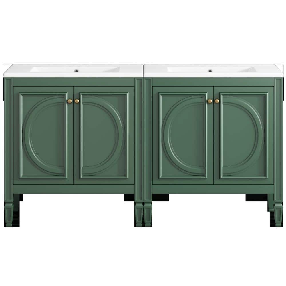 60 in. W x 18.3 in. D x 33.7 in. H Freestanding Bath Vanity in Green with Ceramic Sink price history on PriceWatchPro