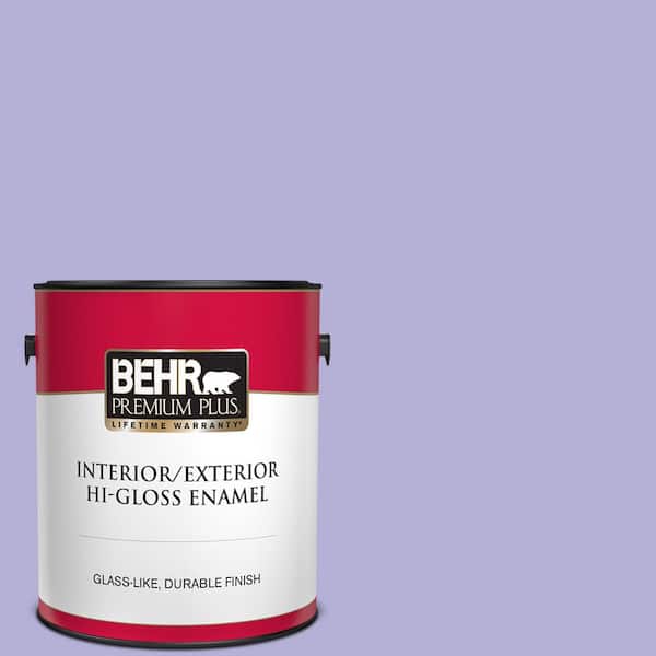 BEHR PREMIUM PLUS 1 gal. #630B-4 Freesia Purple Hi-Gloss Enamel Interior/Exterior Paint