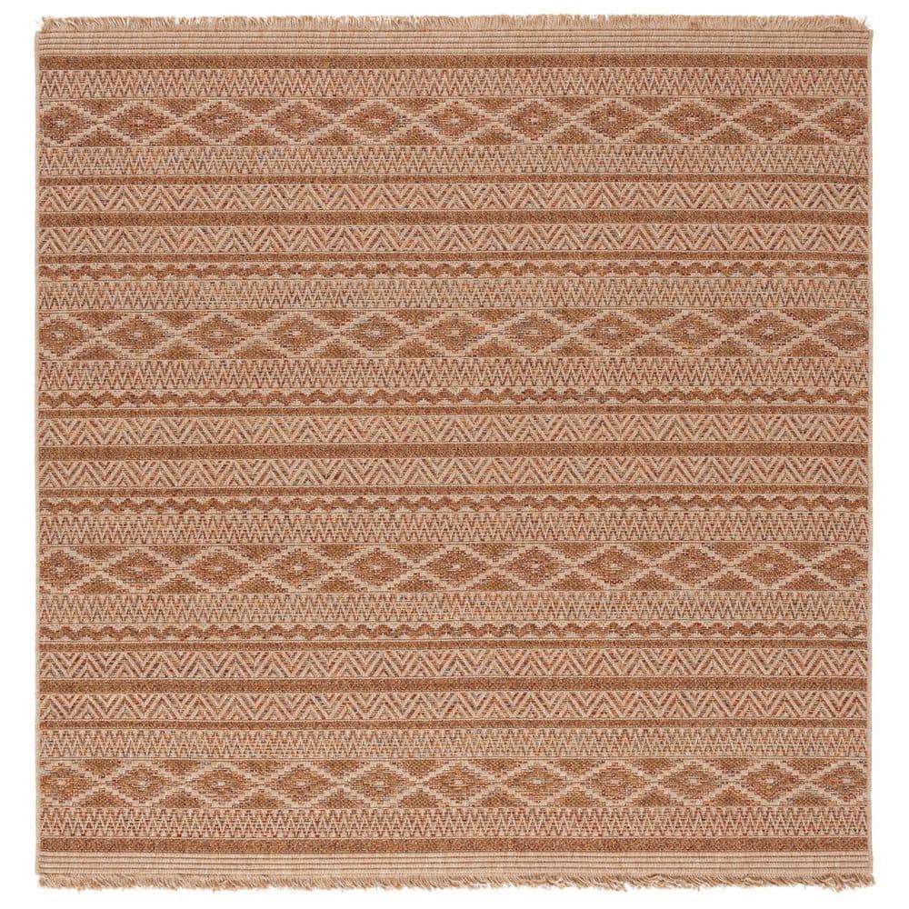 Wicker 7 ft. x 7 ft. Natural/Brown Geometric Striped Square Area Rug price history on PriceWatchPro