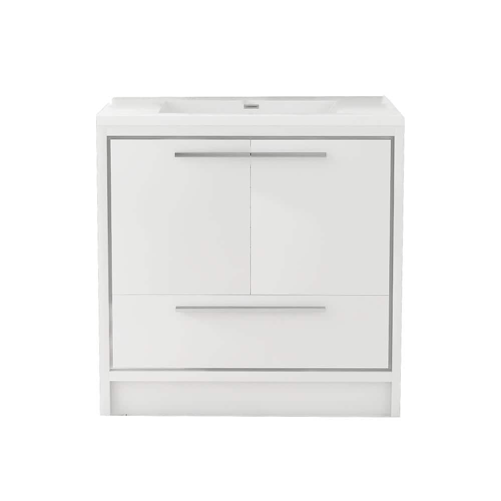 36 in. W Single Sink Freestanding Bath Vanity in High Glossy White with White Resin Top Unassembled price history on PriceWatchPro