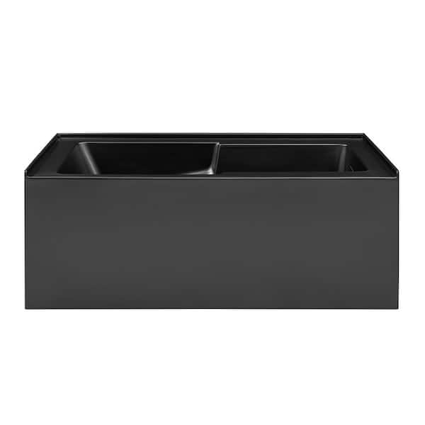 Voltaire 60 x 32 in. Skirted Right Drain Soaking Apron Bathtub in Matte Black with Integrated Overflow Armrest and Drain