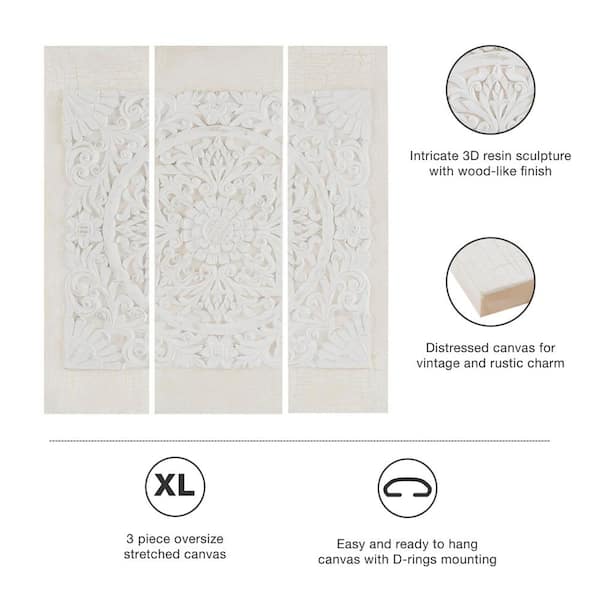 Triptych 3-Piece Dimensional Framed Resin Canvas Wall Art