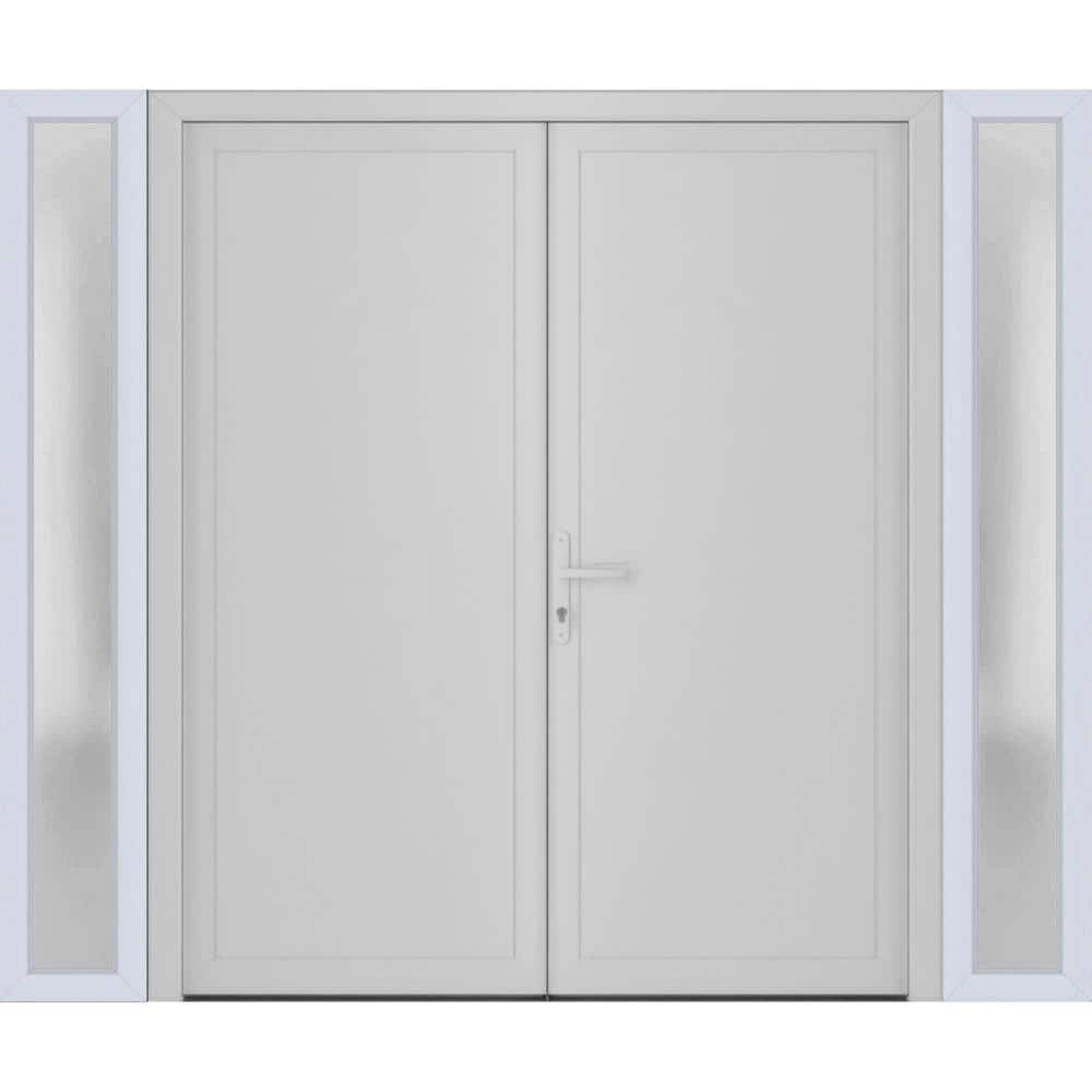 12+72+ 12 in. x 80 in. Right-hand/Inswing Frosted Glass White Silk Steel Prehung Front Door with Hardware price history on PriceWatchPro