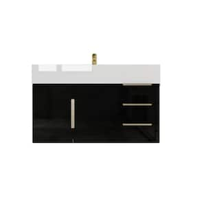 Bethany 36 in. W x 20 in. D x 22 in. H Single Sink Floating Bath Vanity in Gloss Black with White Acrylic Top