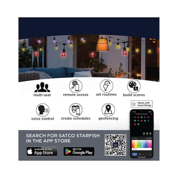 SATCO Starfish 15 Light 48 ft. Indoor/Outdoor Plug-in Integrated
