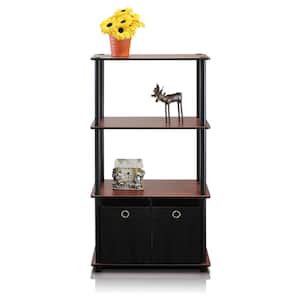 43.25 in. Dark Cherry Plastic 4-shelf Etagere Bookcase with Open Back