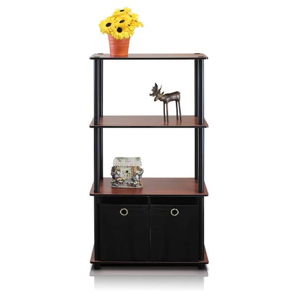 Furinno 43.25 in. Dark Cherry Plastic 4-shelf Etagere Bookcase with Open Back