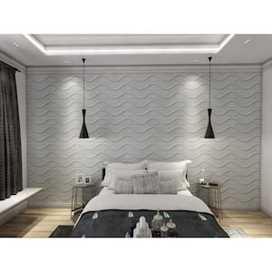 19.7 in. x19.7 in. x 1 in. PVC Matt White Decorative Wall Panelings for Bedroom/Living room (12-pack)