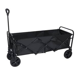 8 cu. ft. Steel Garden Cart Heavy-Duty Folding Portable Hand Cart with Removable Canopy 8 in. Wheels Adjustable Handles