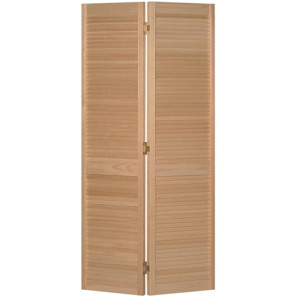 Masonite 36 in. x 80 in. Full-louvered Hollow-Core Smooth Unfinished Pine Bi-fold Interior Door
