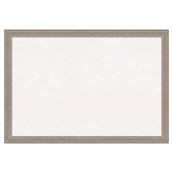 Amanti Art Curve Grey wash Wood White Corkboard 39 in. x 27 in. Bulletin Board Memo Board