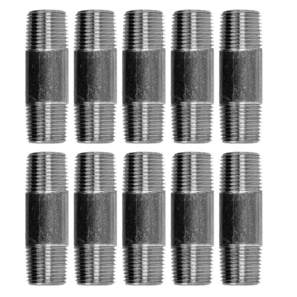 PIPE DECOR 1/2 in. x 2-1/2 in. Black Industrial Steel Grey Plumbing Nipple (10-Pack)