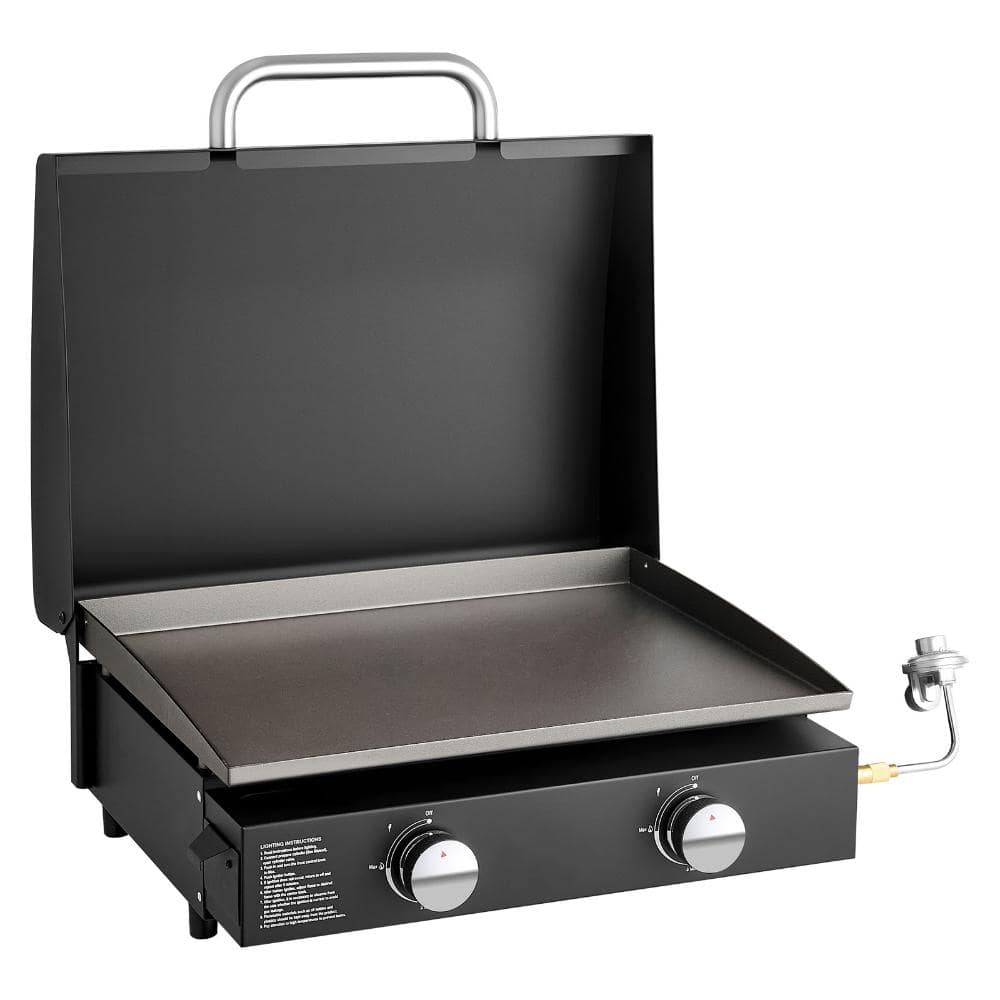 Portable Gas Griddle, 22 in. 2-Burner Tabletop Propane Griddle 22000 BTU with Lid Oil Tray for Camping Tailgating price history on PriceWatchPro