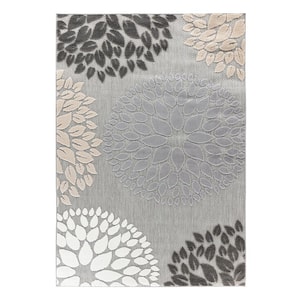 Brescia Modern Floral Circles Gray 7 ft. 10 in. x 10 ft. Indoor/Outdoor Area Rug