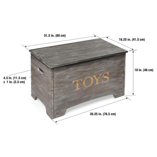 Badger Basket Gray Solid Wood Rustic Toy Box 13712 - The Home Depot