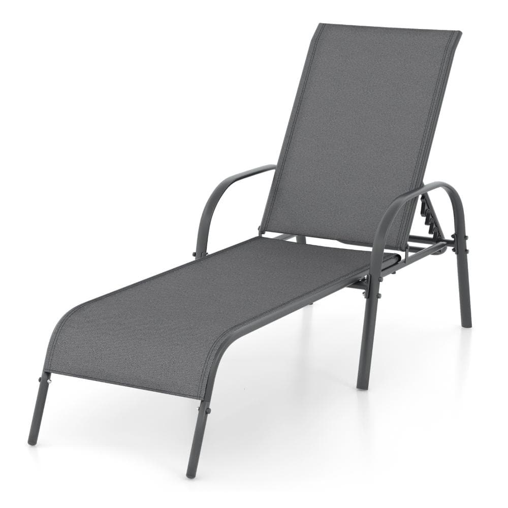 75.5 in. Fabric Patio Chaise Lounge Chair with 5-Position Backrest and Armrests, Dark Gray price history on PriceWatchPro
