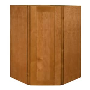 Newport 20 in. W x 12 in. D x 30 in. H Assembled Plywood Diagonal Wall Kitchen Cabinet in Cinnamon with Soft Close