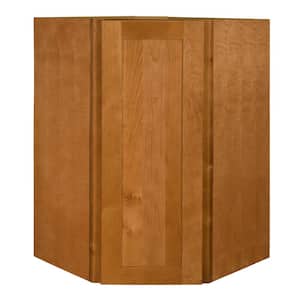 Hargrove Cinnamon Stain Plywood Shaker Assembled Angle Corner Kitchen Cabinet Soft Close L 20 in W x 12 in D x 30 in H
