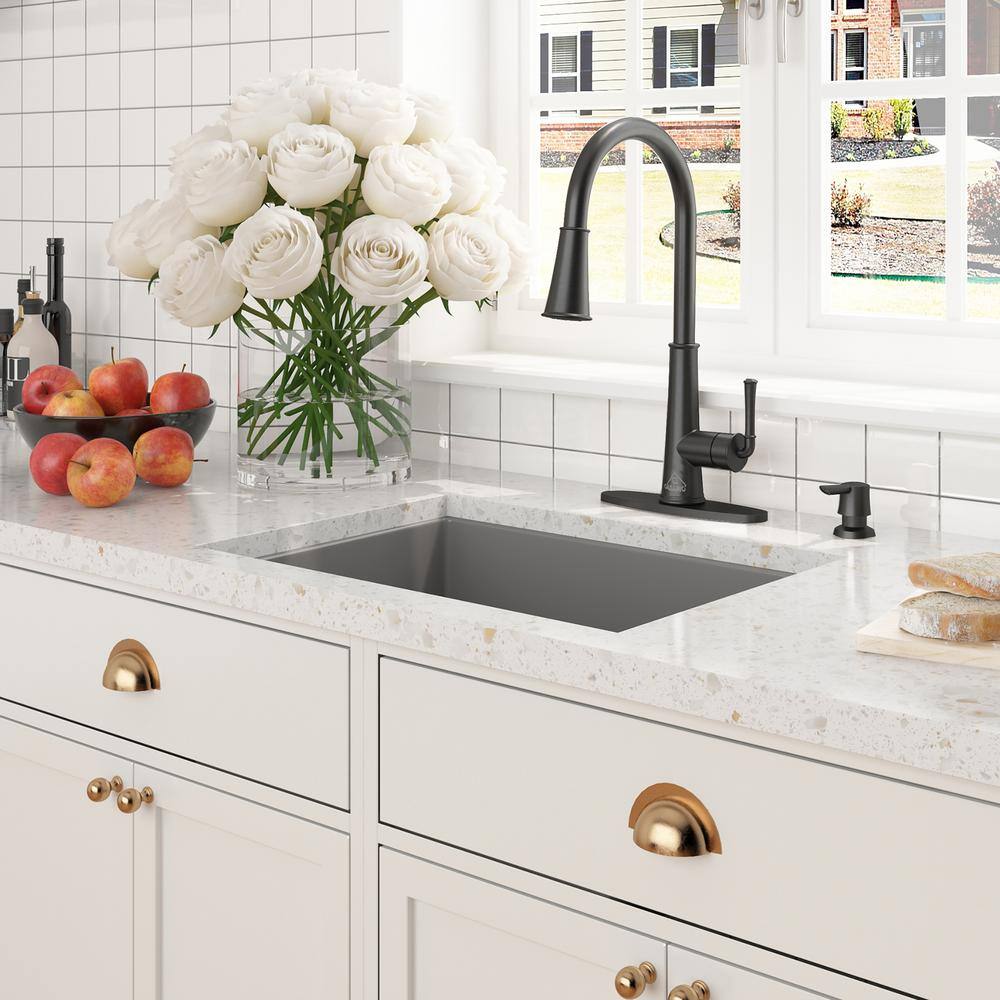 Matte Gray Fireclay 27" Single Bowl Undermount Kitchen Sink