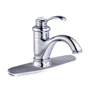 Modern 8 in. Widespread Plated Brass Single Hole Bathroom Sink Faucet with Plate in Chrome and Single Handle