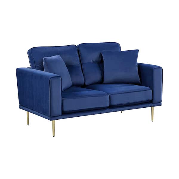 Lazzara Armando 58 in. W Blue Velvet Loveseat