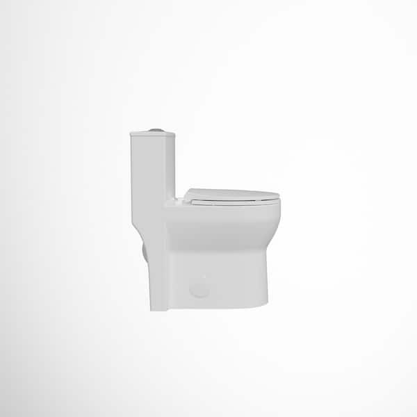 1-Piece Toilet 17 in. Tall Toilet 1.0/1.28 GPF Dual Flush Elongated Toilet in White with Soft Close Seat ADA Toilet