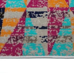 Legata Collection Pink 4'1" x 5'7" Rectangle Residential Indoor-Outdoor Area Rug