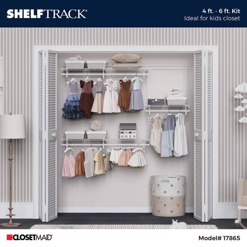 White Adjustable Steel Walk-In Closet System with Shelves