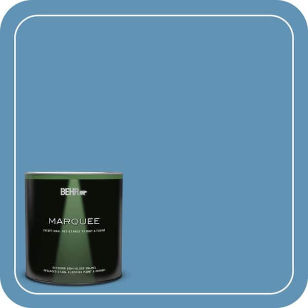 BEHR MARQUEE 1 qt. #MQ5-56 Empire Blue Semi-Gloss Enamel Exterior Paint & Primer