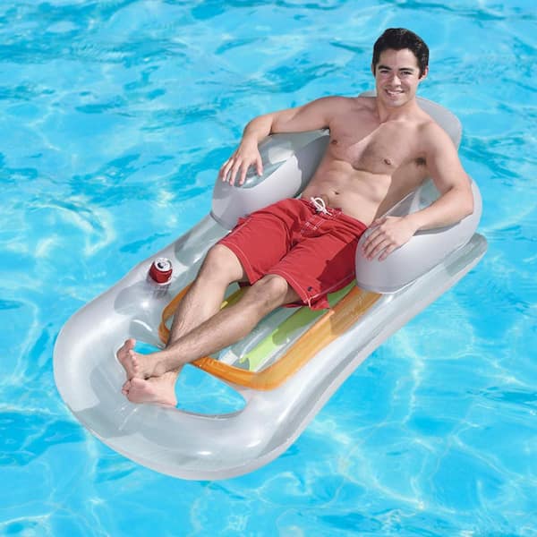 Pool lounger float with cup holder sale