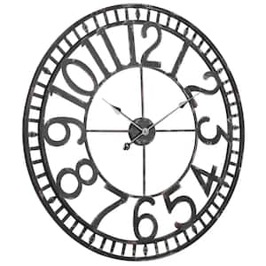 Manhattan Industrial Wall Clock, Analog, Black, 32''