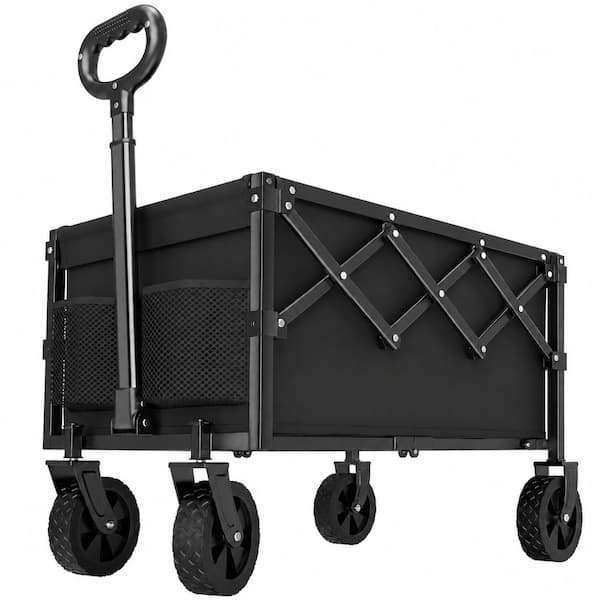 3.53 cu. ft. Oxford Fabric Garden Cart Heavy Duty Collapsible Wagon Cart with 360° Wheels for Outdoor Shopping