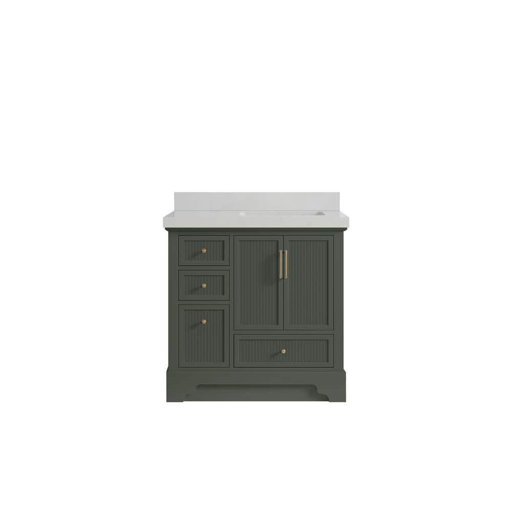 Alys 36 in. W x 22 in. D x 36 in. H Right Offset Sink Bath Vanity in Pewter Green with 2 in. Carrara Qt. Top price history on PriceWatchPro