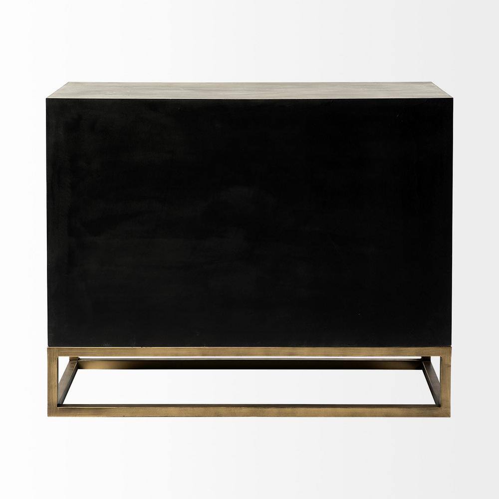 Genevieve Light Gray Wood and Antique Brass 3-Drawer Cabinet