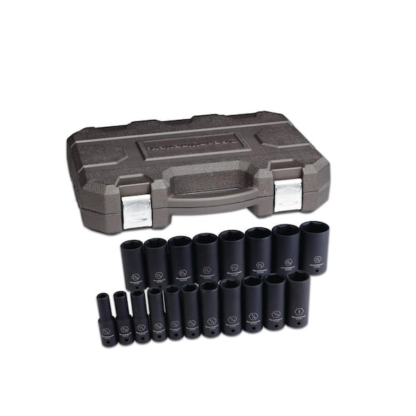 GEARWRENCH 1/2 in. Drive 6-Point SAE Deep Impact Socket Set (19