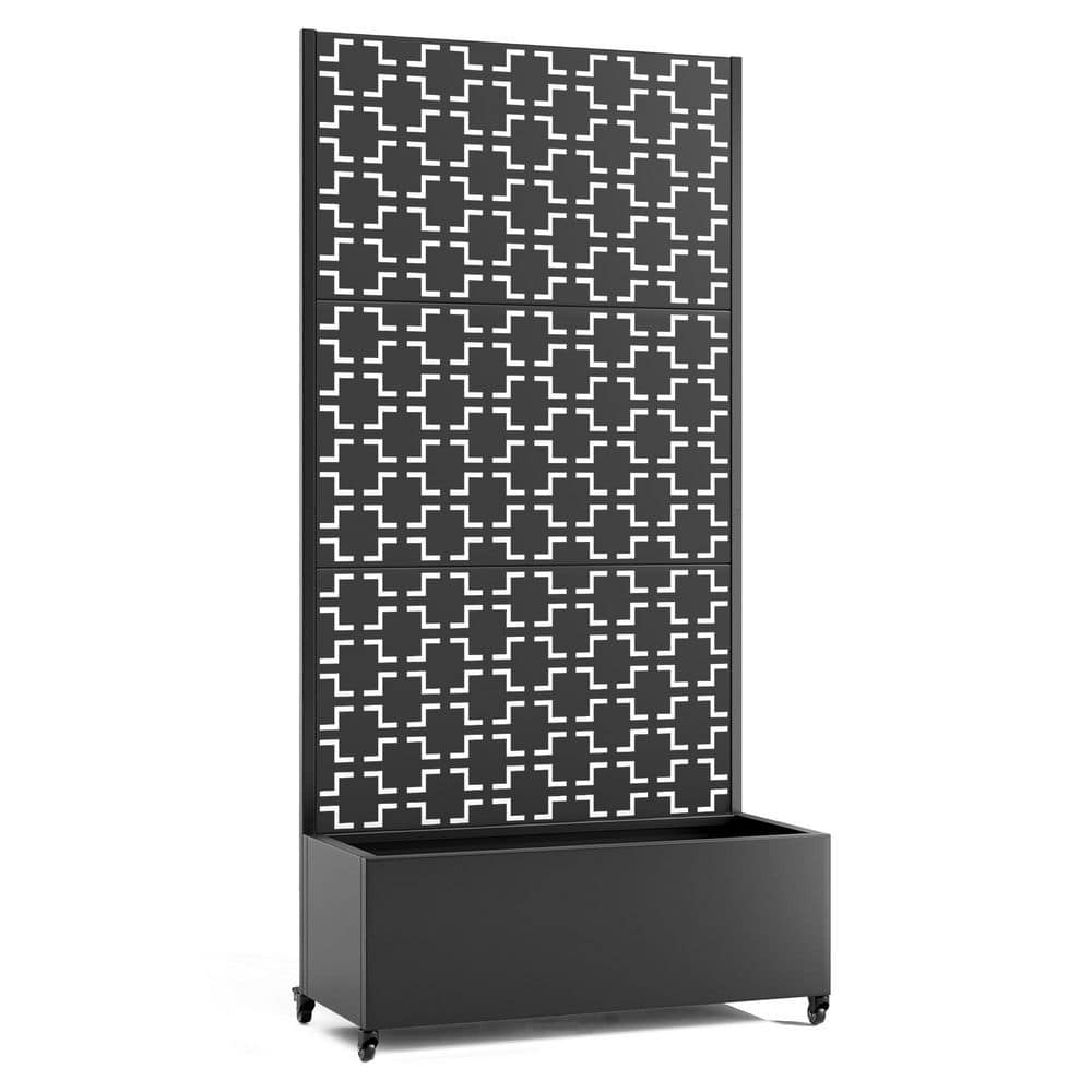 35 in. x 16 in. x 71 in. Black Metal Raised Garden Planter Box with Trellis, Rolling Wheels price history on PriceWatchPro