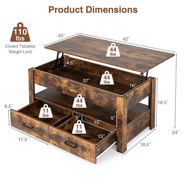 US Art Supply 2-Drawer Adjustable Wooden Storage Box with Fold Up
