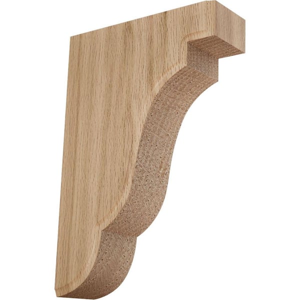 Ekena Millwork 1-3/4 in. x 5 in. x 7-1/2 in. Red Oak Bedford Wood Bracket