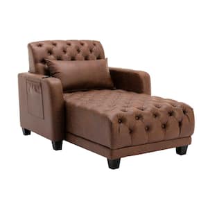 Modern Tufted Brown PU Leather Electric Adjustable Sofa Chaise Lounge with Wireless Charging