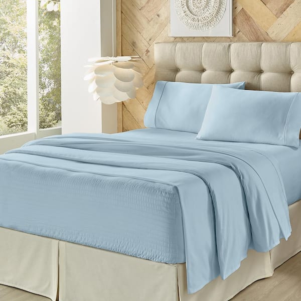 Unbranded Royal Fit Light Blue Cotton Queen Sheet Set