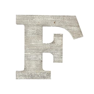 Rustic Large 16 in. Tall White Wash Decorative Monogram Wood Letter (F)