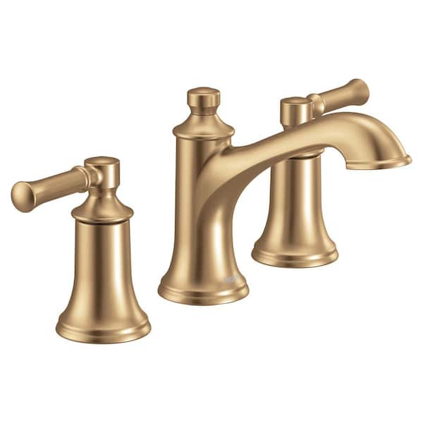 Dartmoor Bronzed Gold Traditional Two-Handle High-Arc Widespread Bathroom Faucet with Drain Assembly, Valve Included