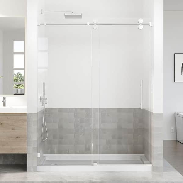 56-60 in. W x 76 in. H Sliding Frameless Shower Door in Chrome Finish with 5/16 in. (8 mm) Tempered Glass