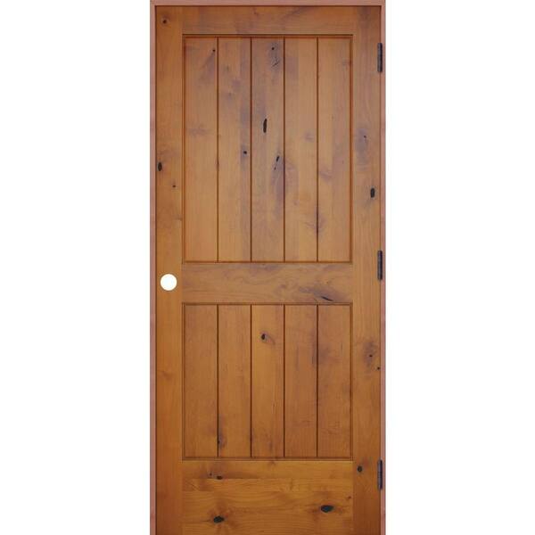 Pacific Entries 32 in. x 80 in. Rustic Prefinished 2-Panel V