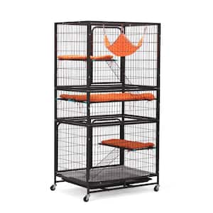 4-Tier Wire Cat Cage Pet Enclosure with Removable Wheels