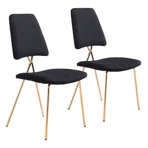 Chloe Black, Gold Polyester Dining Side Chair Set of 2
