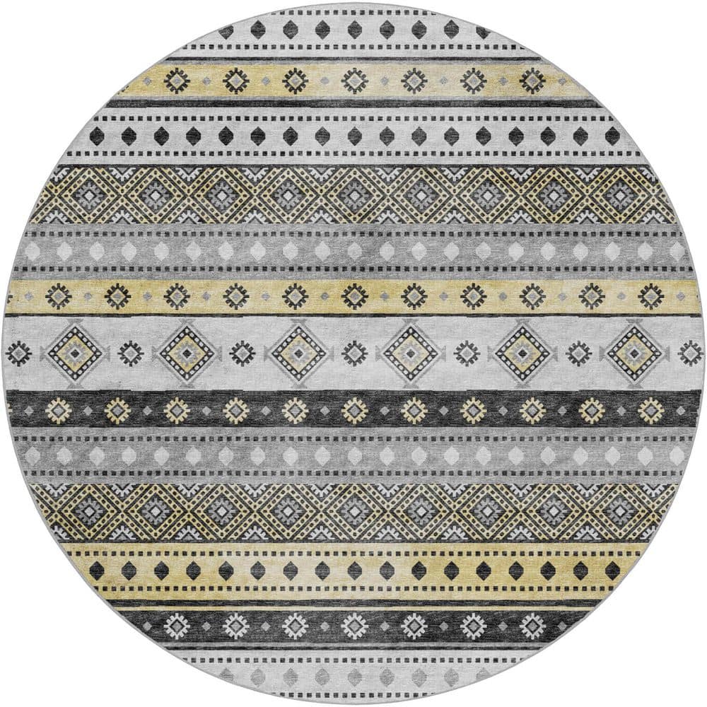 Dream Shag Premium Machine Washable Abstract ADS118 Gray 8 ft. x 8 ft. Round Rug price history on PriceWatchPro