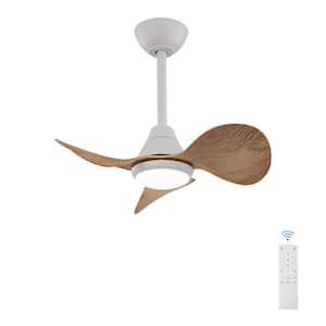 24 in. Color Changing 3000K/4000K/5000K LED White Wooden finish Indoor Ceiling Fan with Light Kit and Remote Control